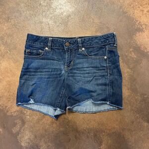 American Eagle Denim Shorts Stretch Dark Wash‎ Frayed Hem Casual Size 8